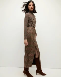 Maxine Plaid Maxi Skirt in Camel & Black