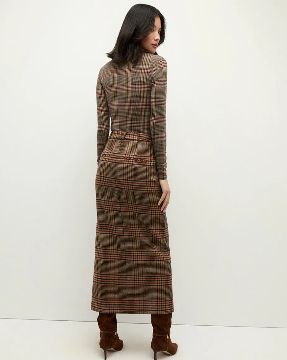 Maxine Plaid Maxi Skirt in Camel & Black