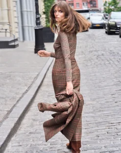 Maxine Plaid Maxi Skirt in Camel & Black