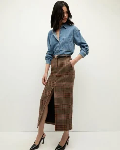 Maxine Plaid Maxi Skirt in Camel & Black