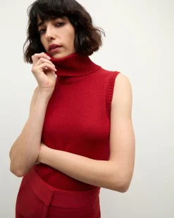 Mazzy Cashmere Turtleneck in Crimson