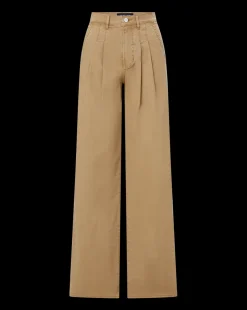 Mia Wide-Leg Pleated Pant in Khaki