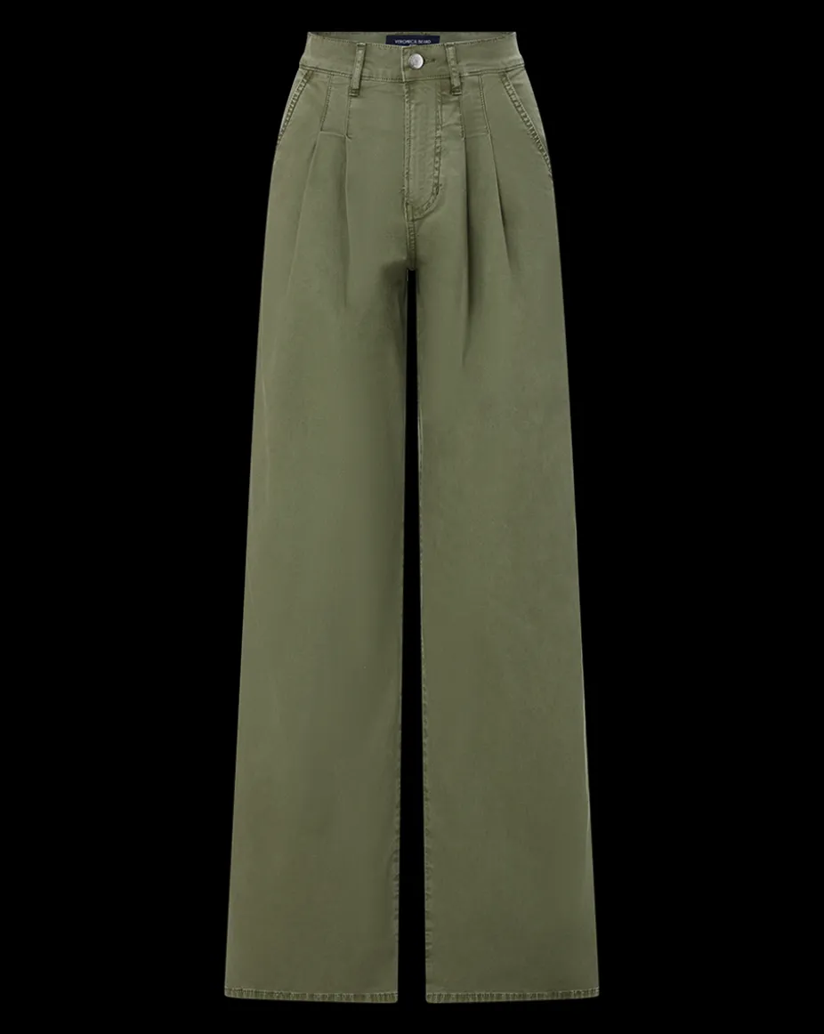 Mia Wide-Leg Pleated Pant in Stone Army