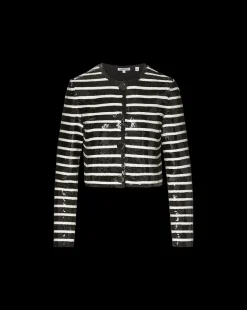 Mickey Sequin Cropped Jacket in Black/White