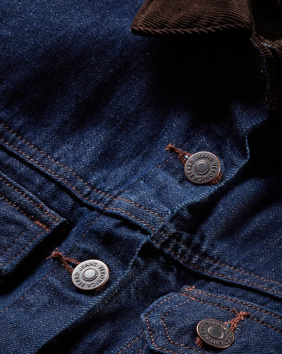 Mikaela Shacket With Cord Collar in Indigo Rinse