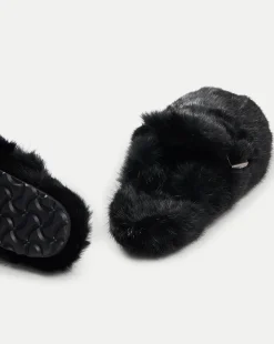 Mink Clog Slippers in Black