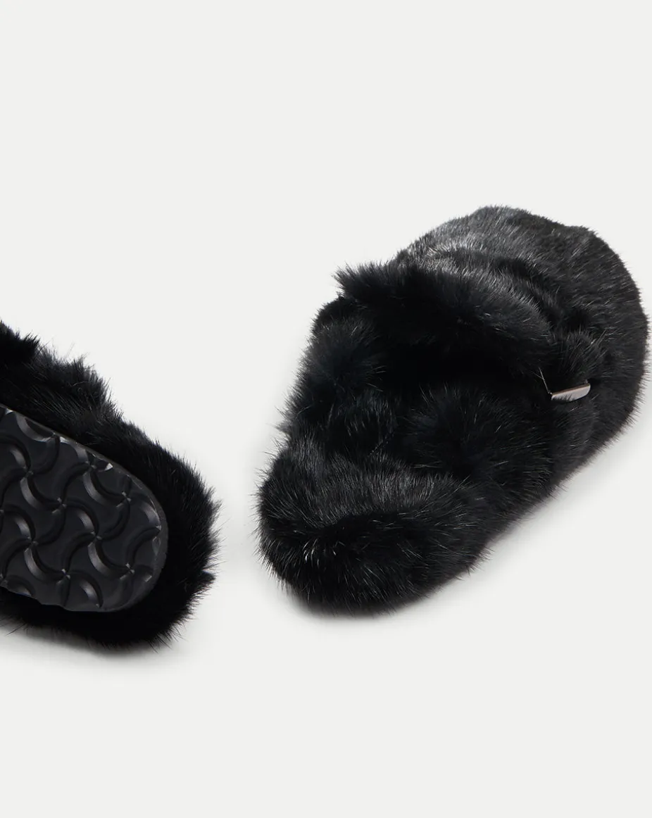 Mink Clog Slippers in Black
