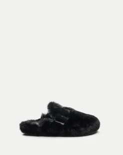 Mink Clog Slippers in Black