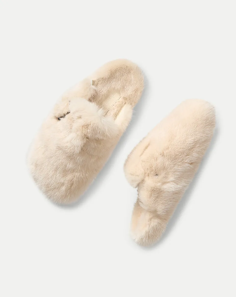 Mink Clog Slippers in Cream