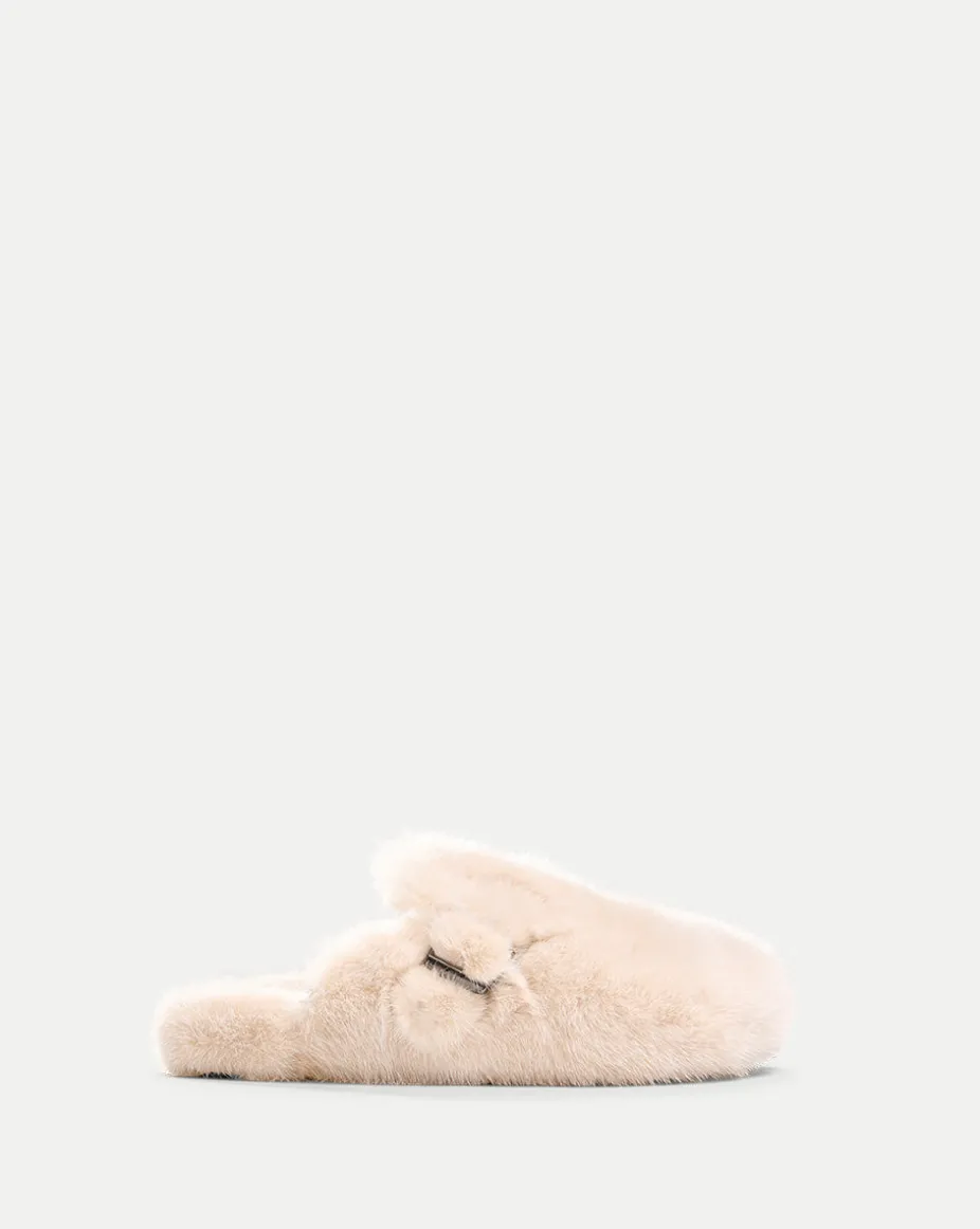 Mink Clog Slippers in Cream