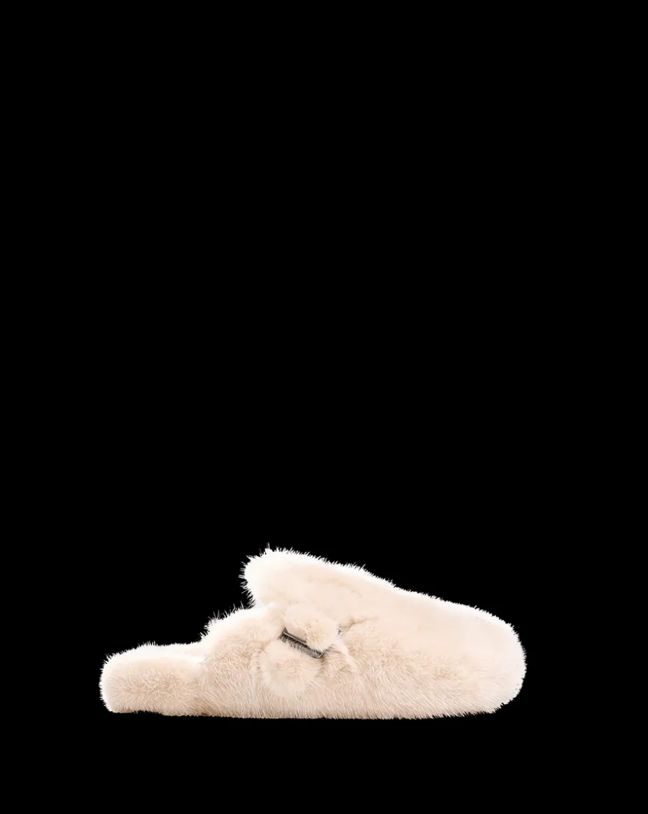 Mink Clog Slippers in Cream