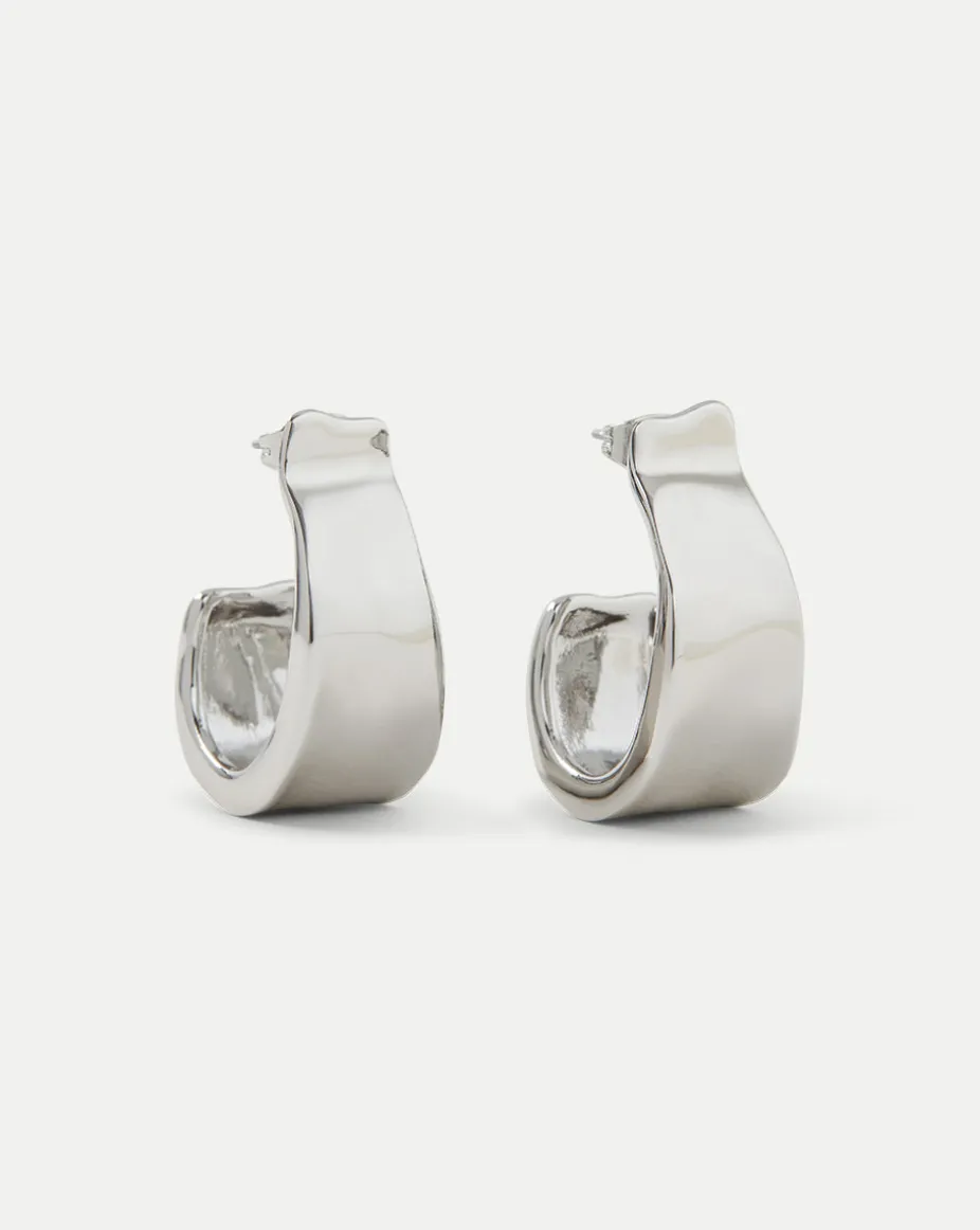 Molten Silver Ribbon Hoop in Silver