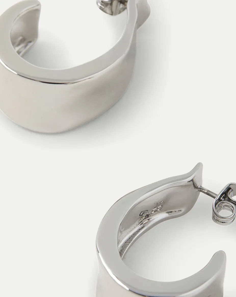 Molten Silver Ribbon Hoop in Silver