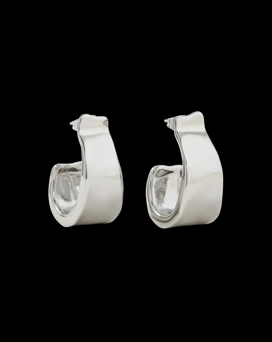 Molten Silver Ribbon Hoop in Silver