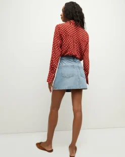 Monique Polka-Dot Top in Brick Red/Ecru