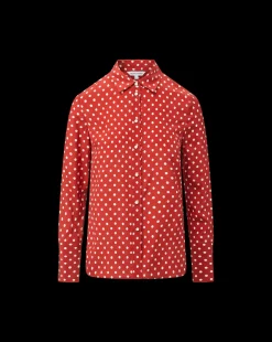 Monique Polka-Dot Top in Brick Red/Ecru