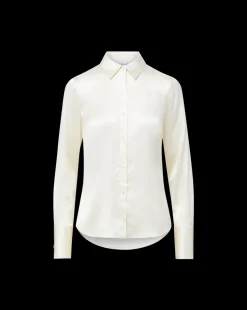 Monique Silk Button-Down Shirt in Ivory