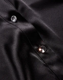 Monique Silk Button-Down Shirt in Black