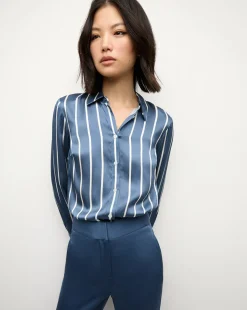 Monique Top in Blue Stone/Off-White