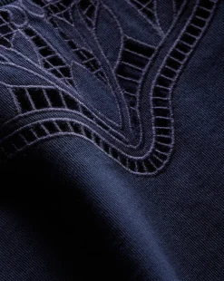 Monty Cotton Cropped Tee in Navy