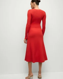 Nami Long Sleeve Sweater Dress in Red
