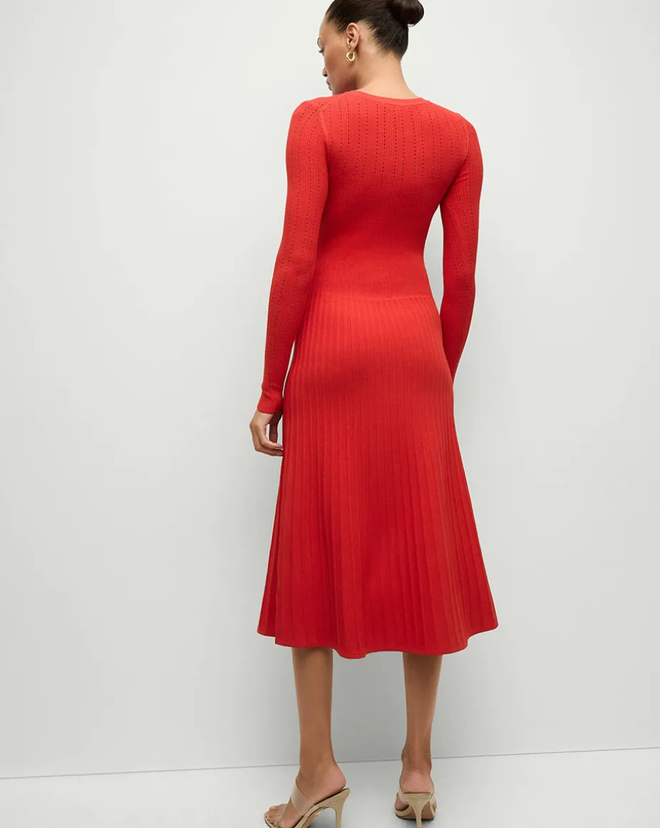 Nami Long Sleeve Sweater Dress in Red