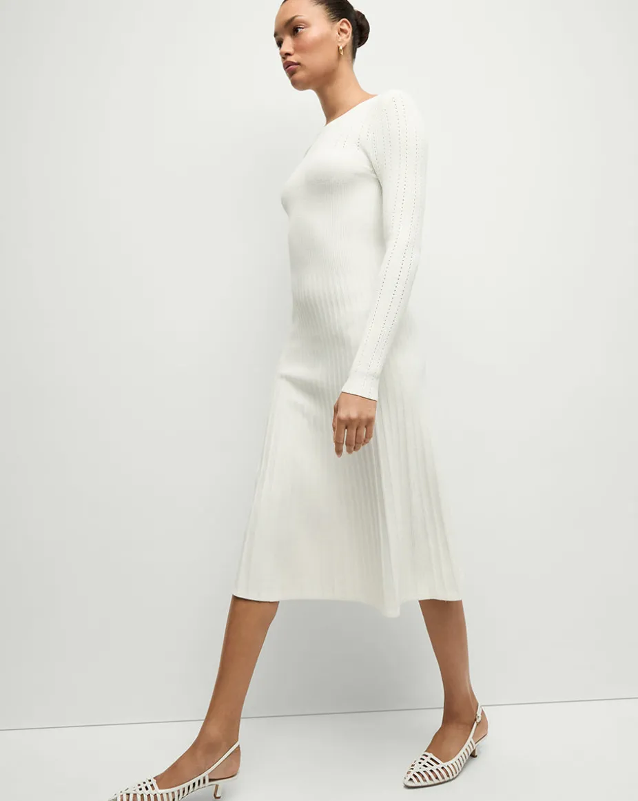 Nami Long Sleeve Sweater Dress in White