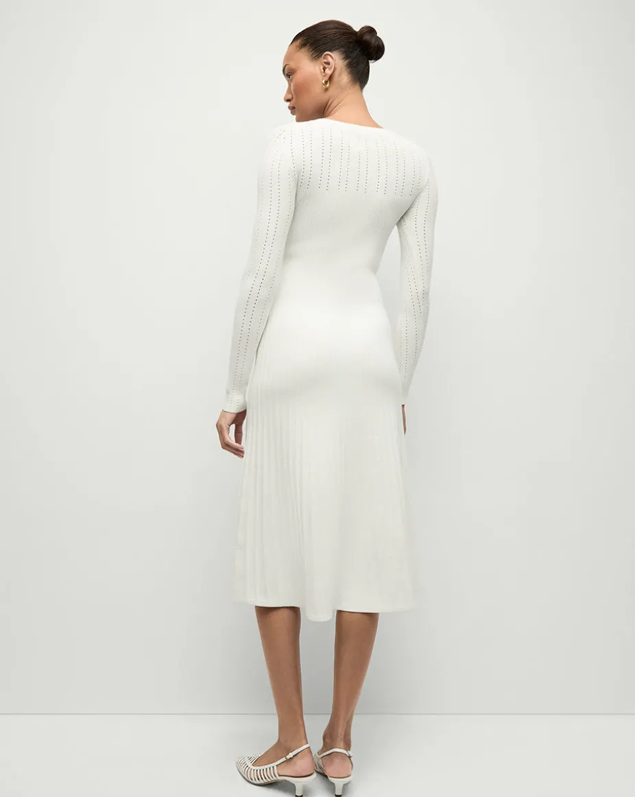 Nami Long Sleeve Sweater Dress in White