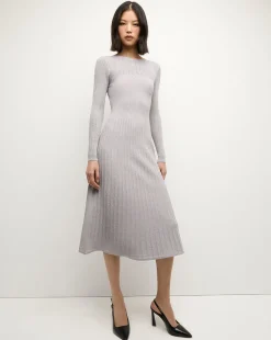 Nami Midi Sweater Dress in Silver