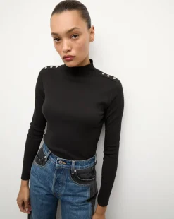 Nate Top With Buttons in Black