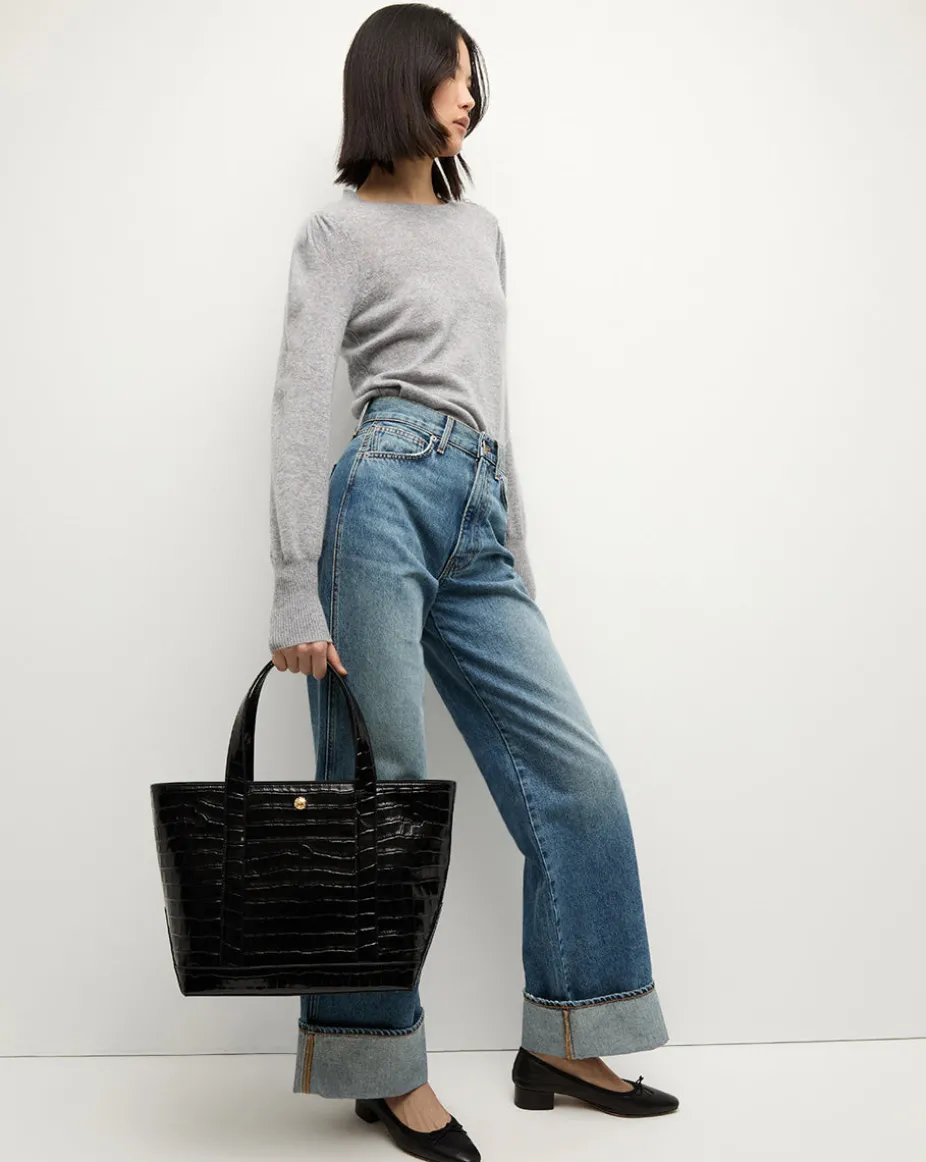 Nelia Cashmere Pullover Sweater in Heather Grey