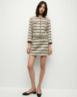 Ohemia Metallic Tweed Skirt in Blue/Ivory