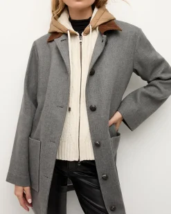 Orine Quilted Hoodie Dickey in Ivory & Brown