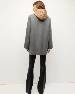 Orine Quilted Hoodie Dickey in Ivory & Brown