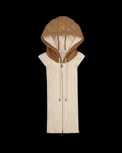Orine Quilted Hoodie Dickey in Ivory & Brown