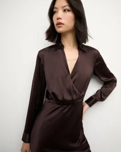 Otis Silk Dress in Dark Chocolate