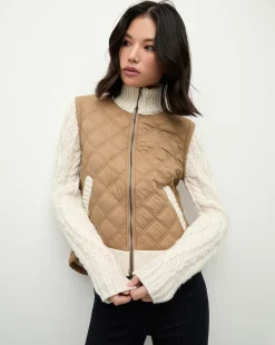 Patra Mixed-Media Jacket in Russet/Ivory