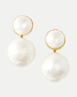 Pearl 2 Drop Earring | Post Backing in White
