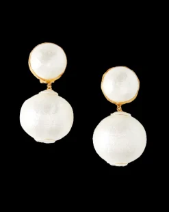 Pearl 2 Drop Earring | Post Backing in White