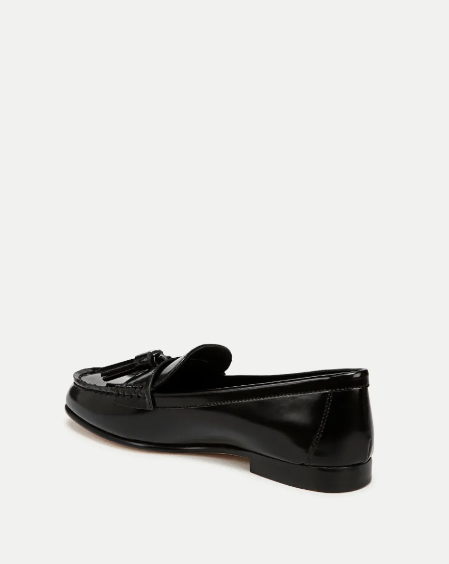 Penny Leather Tassel Loafer in Black