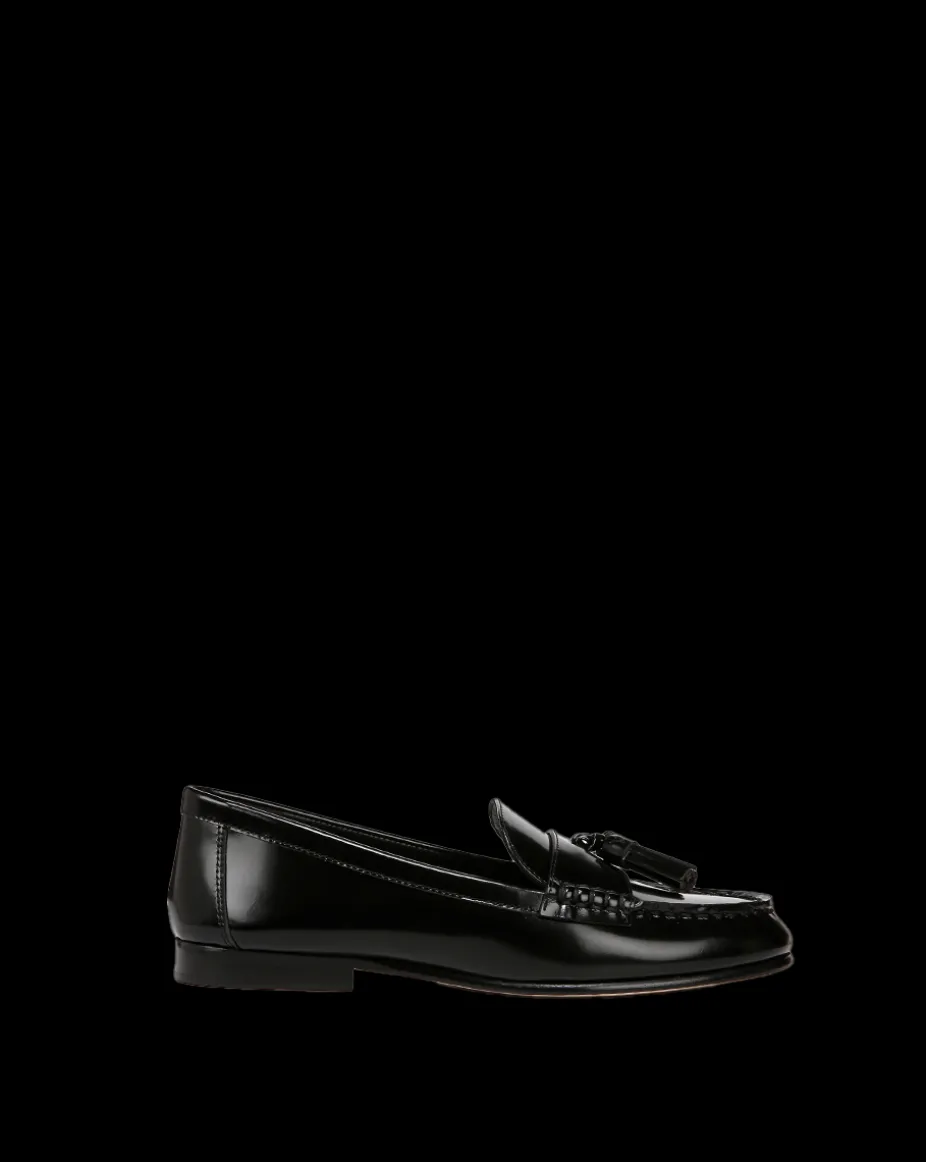 Penny Leather Tassel Loafer in Black