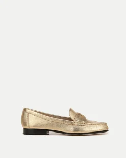 Penny Metallic Leather Loafer in Gold