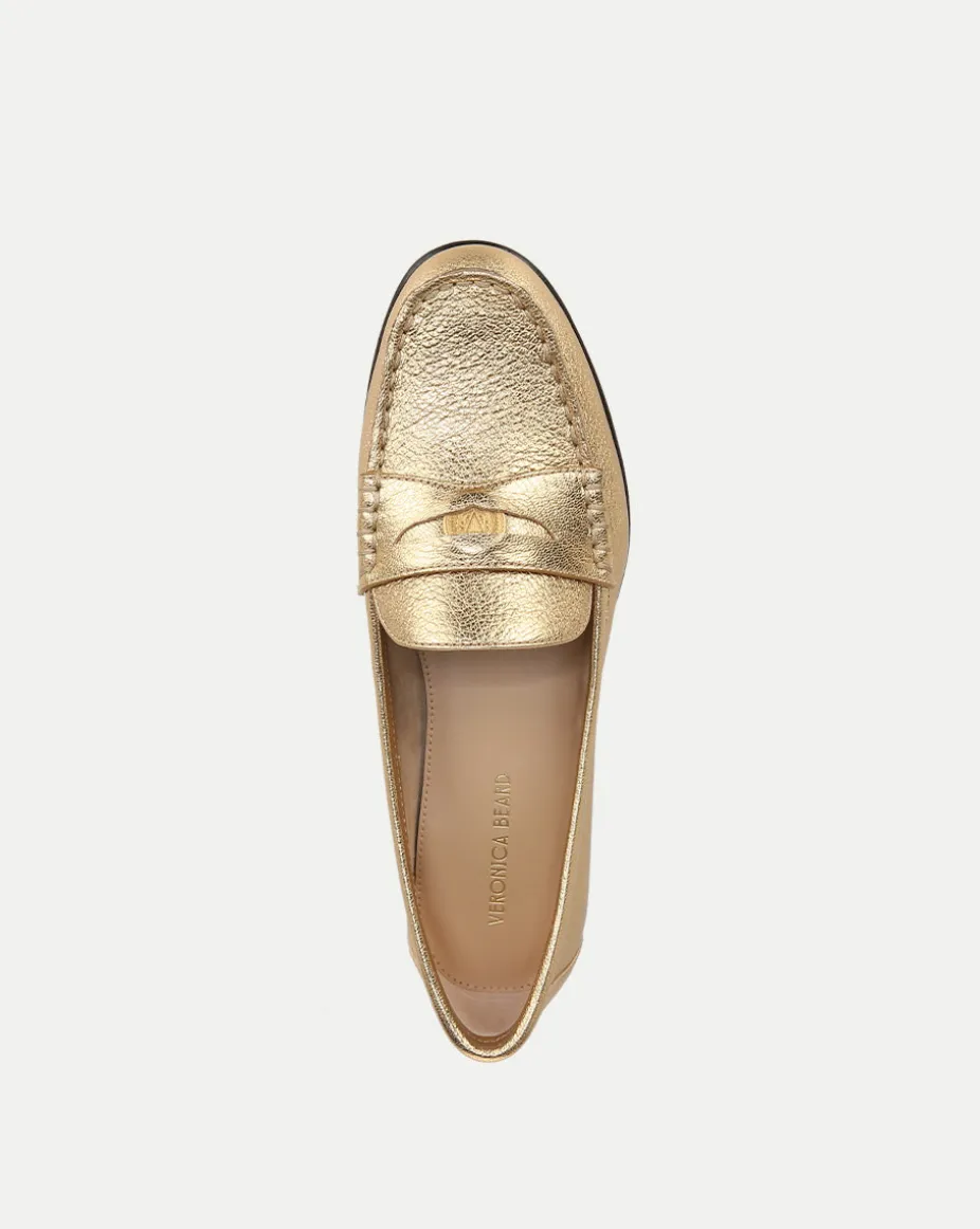 Penny Metallic Leather Loafer in Gold