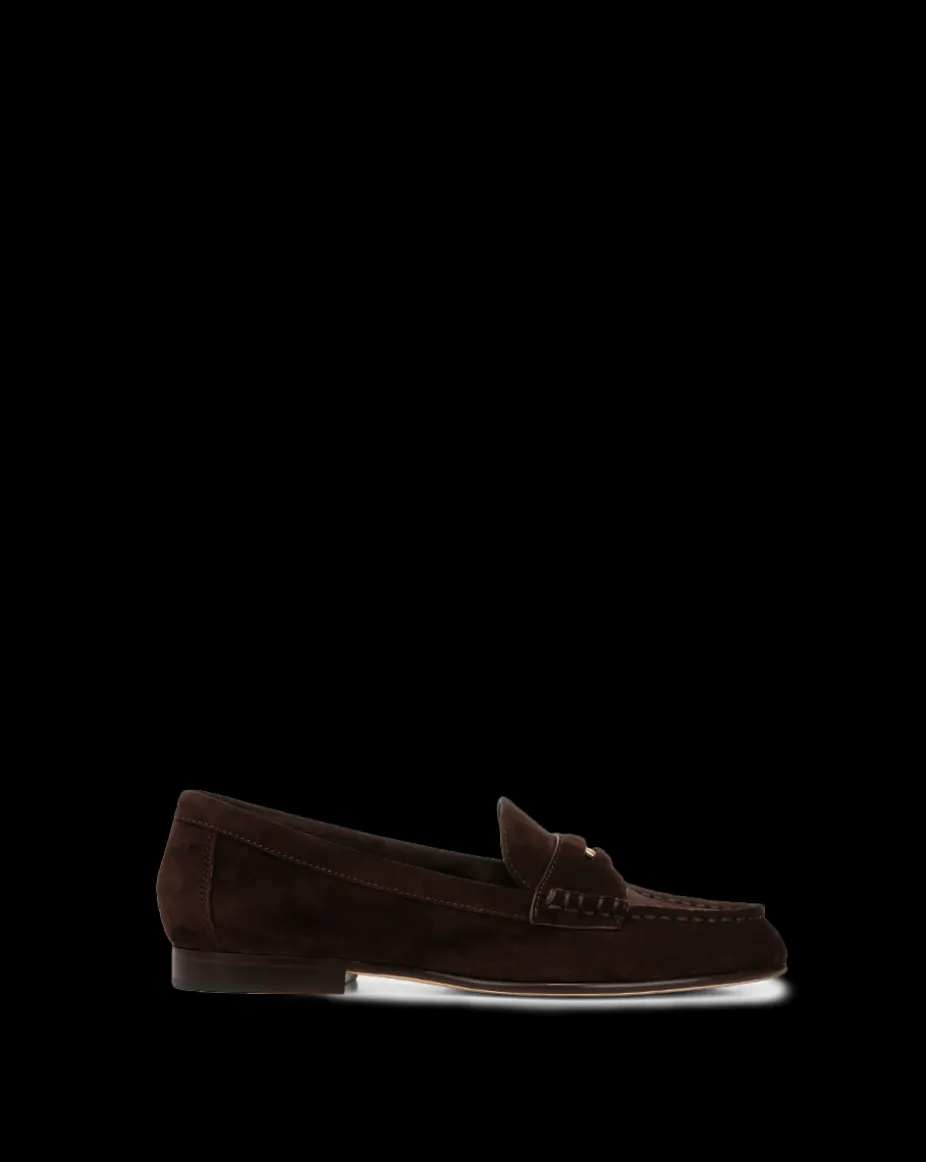 Penny Suede Loafer in Espresso