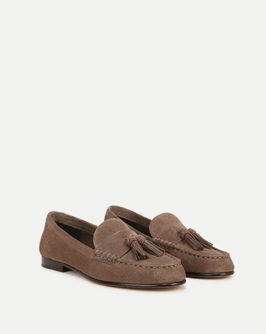 Penny Suede Tassel Loafer in Taupe