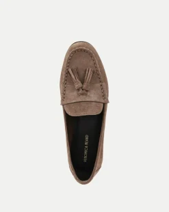 Penny Suede Tassel Loafer in Taupe