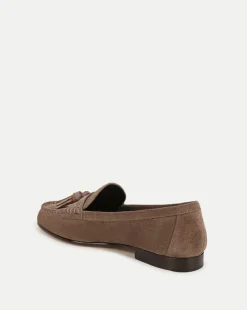 Penny Suede Tassel Loafer in Taupe