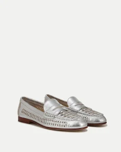 Penny Woven Metallic Leather Loafer