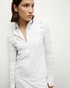 Performance Lace Jacket in White/Navy