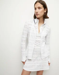 Performance Lace Jacket in White/Navy